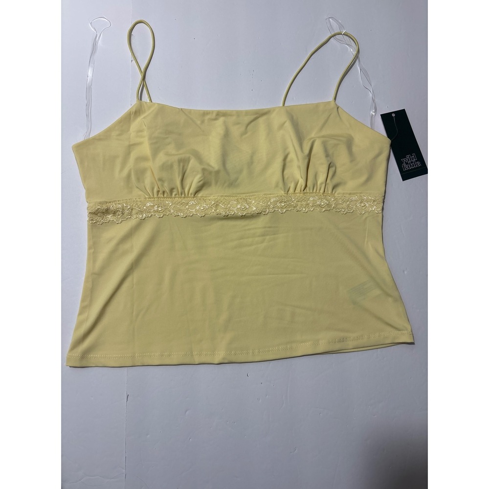 Wild Fable Light Yellow Lace Trim Cami Tank Top Medium NWT TART1042J - Picture 10 of 10